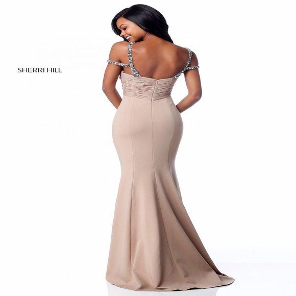 Sherri Hill black gown with a Grecian neckline - Picture 3 of 7